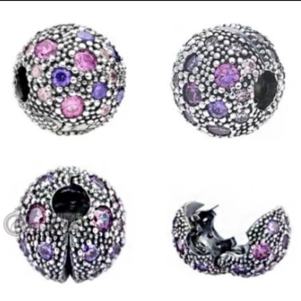 PANDORA Fancy Purple Cosmic Stars Clip Necklace - Picture 11 of 11